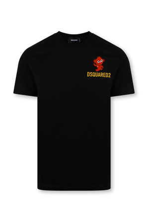 חולצת טי שחורה עם הדפס לוגו DSQUARED2