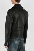 תמונת דוגמן אחורית של ז'קט עור מרוכסן עם כיסים