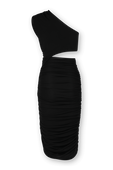 תמונה אחורית של Asymetrical Midi Dress in Black