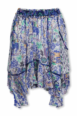 חצאית כחולה א-סימטרית עם איורים צבעוניים ISABEL MARANT