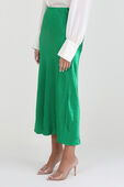 תמונת דוגמן קידמית של חצאית סליפ מידי מסאטן עם שסע