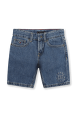 גילאי 4-6 מכנסי ג'ינס קצרים כחולים עם סמל רקום TOMMY HILFIGER KIDS