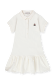 גילאי 4-6 שמלת פולו לבנה עם לוגו רקום MONCLER KIDS