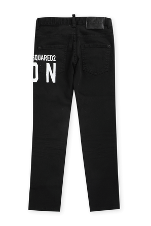 גילאי 4-16 מכנסי ג'ינס שחורים עם כיתוב ממותג על הצד DSQUARED2 KIDS