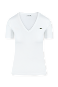 חולצת וי לבנה עם לוגו רקום LACOSTE