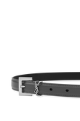 Monogram Belt in Black Leather and Silver SAINT LAURENT