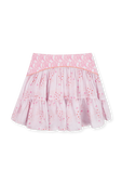 גיל 14 חצאית מיני פרחונית עם חגורת לוגו CHLOE KIDS