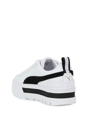 Mayze Leather Sneakers in white and Black PUMA