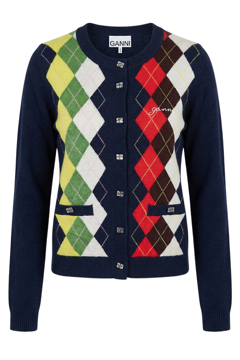 קרדיגן מעוינים צמר