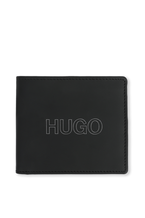 ארנק עור עם לוגו בצבע שחור HUGO