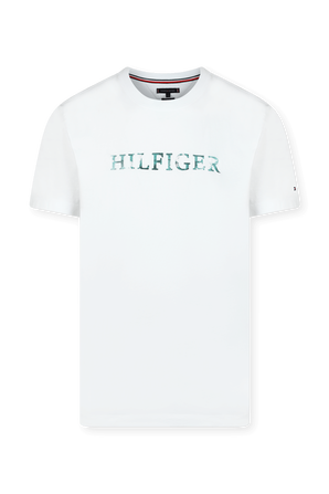 חולצת טי לבנה עם הדפס הילפיגר TOMMY HILFIGER
