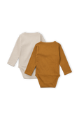 תמונה אחורית של גילאי ניו בורן-12 חודשים סט שני בגדי גוף בגווני אפור וחום