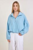 תמונת דוגמן קידמית של Seersucker Wovenair Funnel-Neck 1/2 Zip