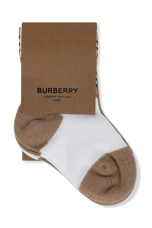מארז של שני זוגות גרביים בלבן וחום BURBERRY