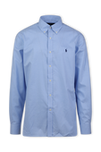Classic Fit Plaid Oxford Shirt in Pale Blue POLO RALPH LAUREN