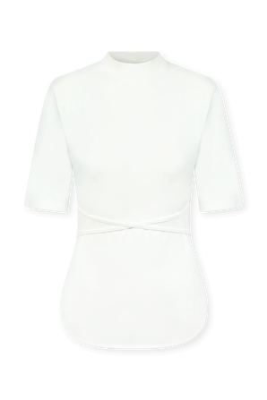 חולצת טי אאורלי לבנה עם שרוכים THE ATTICO