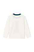 תמונה אחורית של גילאי 3-5 חולצה ארוכה עם הספרה 1 בצבע לבן