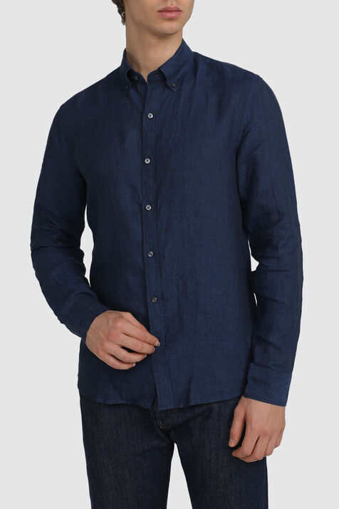 Linen Classic Shirt in Blue MICHAEL KORS