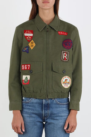 Canvas Graphic Bomber Jacket in Green POLO RALPH LAUREN