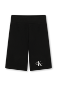 גילאי 4-16 מכנסי ג'וג קצרים שחורים עם לוגו CALVIN KLEIN