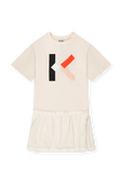 גילאי 3-5 שמלת טי לבנה עם חצאית רשת KENZO KIDS