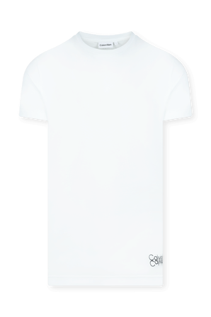 חולצת סלים טי לבנה עם לוגו CALVIN KLEIN