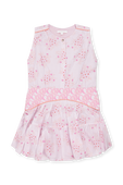 גילאי 6-12 שמלה פרחונית עם חגורת לוגו CHLOE KIDS