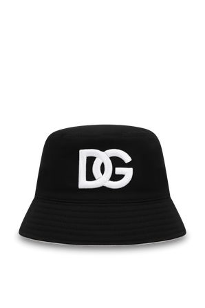כובע באקט שחור עם לוגו לבן DOLCE & GABBANA