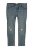 גילאי 4-7 מכנסי ג'ינס ארוכים עם שפשופים וקרעים LEVI`S KIDS