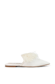 נעלי בית עור ומשי עם נוצות בגוון לבן OLIVIA VON HALLE