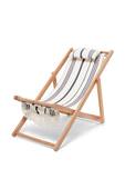 כיסא חוף מבד לבן קלוע עם פסים שחורים BUSINESS AND PLEASURE