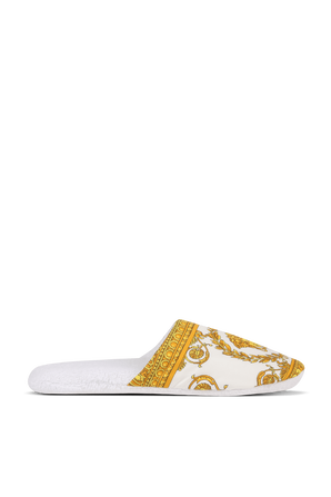 Barouque Slippers in White and Gold VERSACE 