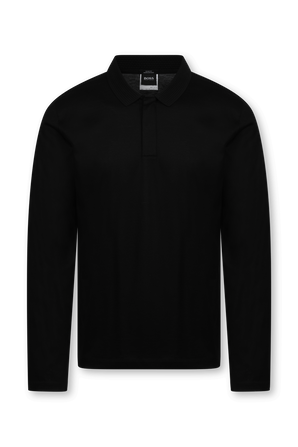 חולצת פולו בגזרת סלים עם שרוולים ארוכים בצבע שחור BOSS