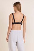תמונת דוגמן אחורית של Stretch Cotton Ribbed Logo Bralette