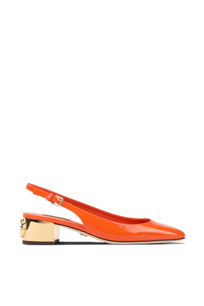 Patent Leather Slingbacks With  Karol Heel in Orange DOLCE & GABBANA