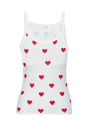 Iconic Heart Print Strappy Top in White PETIT BATEAU