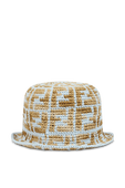כובע באקט מונוגרמי בגווני לבן ובז' FENDI