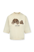 חולצת דובי מנומר קרופ בגוון אוף וויט PALM ANGELS