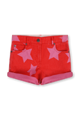 גילאי 4-14 מכנסי ג'ינס קצרים אדומים עם כוכבים STELLA McCARTNEY KIDS