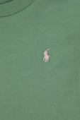 גילאי 8-16 חולצת טי ירוקה עם רקמת הפרש POLO RALPH LAUREN KIDS