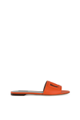 Logo Pattern Slides in Orange Leather DOLCE & GABBANA