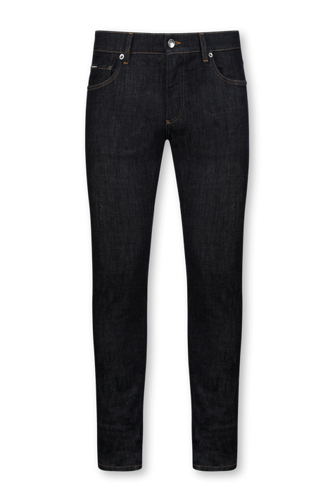 מכנסי ג'ינס סקיני עם תגית לוגו מוזהבת