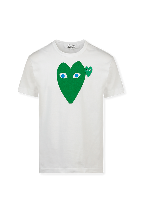 טישירט עם שני לבבות ירוקים COMME des GARCONS