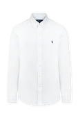 חולצת כפתורים ארוכה לבנה עם לוגו רקום POLO RALPH LAUREN