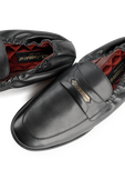 נעלי מוקסינים מעור עם תגית לוגו מוזהבת DOLCE & GABBANA