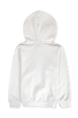תמונה אחורית של גילאי 2-10 סווטשירט קפוצ'ון עם שם המותג בצבע לבן