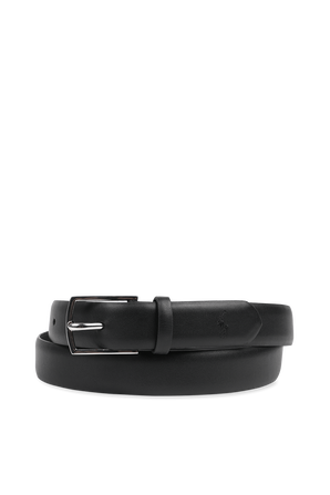 חגורת עור שחורה עם אבזם מטאלי כסוף POLO RALPH LAUREN