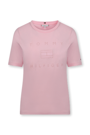 חולצת טי ורודה עם לוגו רקום TOMMY HILFIGER