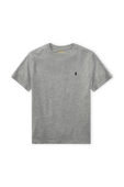 גילאי 8-18 חולצת טי באפור עם לוגו רקום POLO RALPH LAUREN KIDS