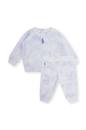 גילאי 3-24 חודשים חליפת טאי דאי בגווני סגול ולבן POLO RALPH LAUREN KIDS